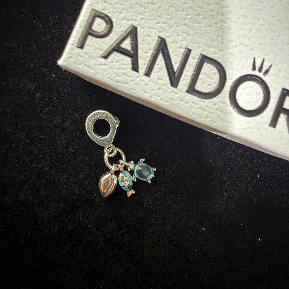 Pandora Silver Charm with Blue and Silver